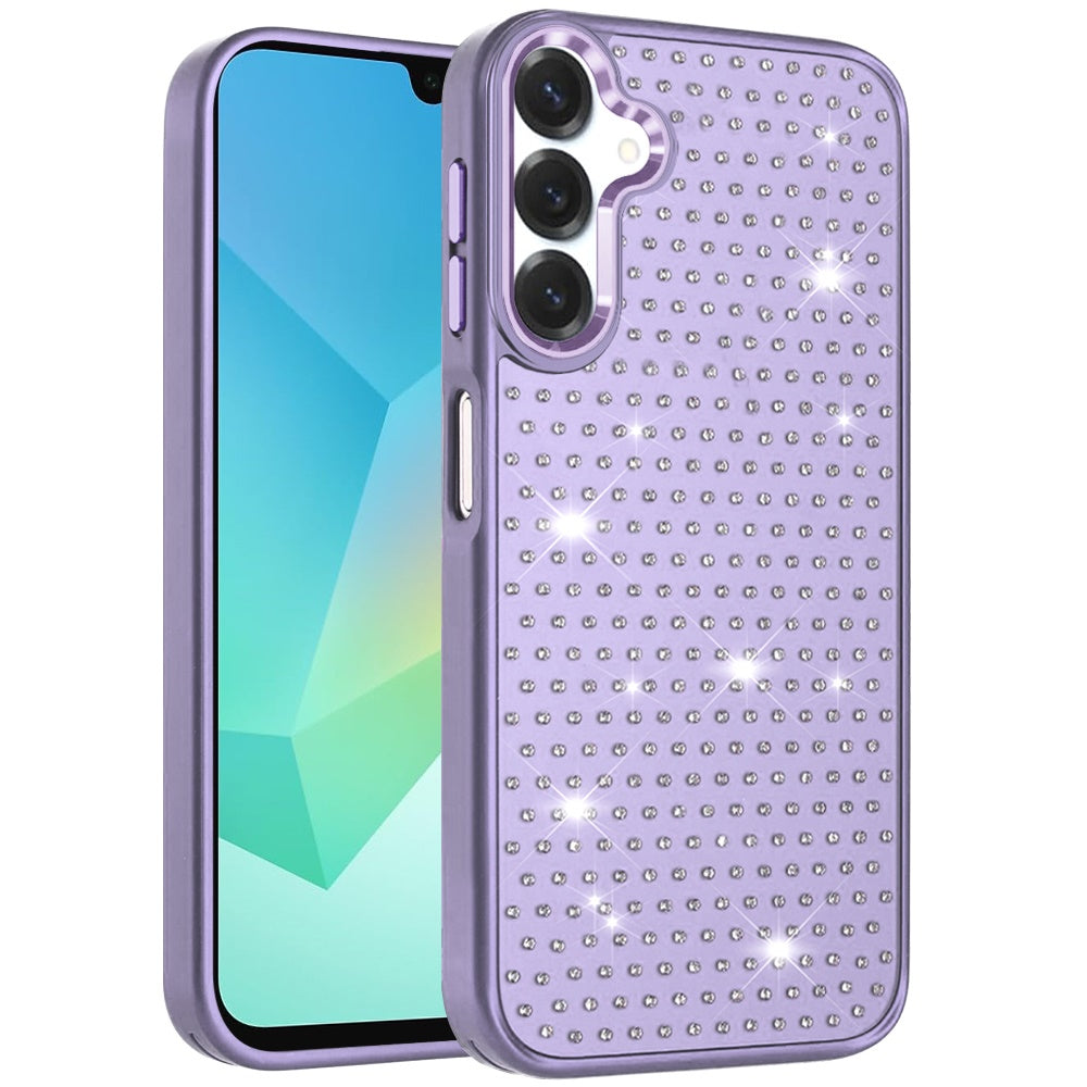 For Samsung Galaxy A37 Bling Diamond Metallic, Full Sparkle Chrome Edged Hybrid Protective Shockproof Case Cover