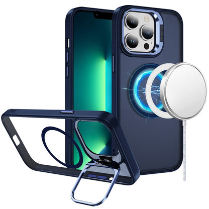 For Apple iPhone 15 Pro Max Heavy Duty Metallic Hybrid Tough TPU with Camera Ring Stand, MagSafe Compatible, Rugged Drop Protection Case Cover
