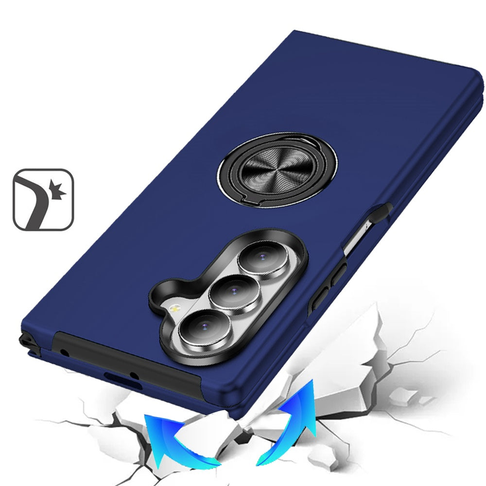 Phone Case for Samsung Galaxy Z Fold 8 Ultra Invisible Ring Stand Shockproof Anti Slip Durable Grip Protective Hybrid Slim Fit Magnetic Car Mount Holder Cover Blue