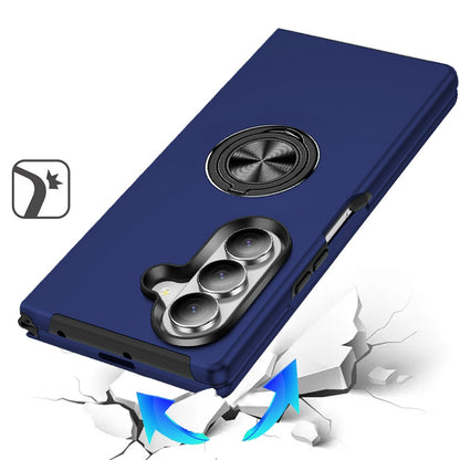 Phone Case for Samsung Galaxy Z Fold 8 Ultra Invisible Ring Stand Shockproof Anti Slip Durable Grip Protective Hybrid Slim Fit Magnetic Car Mount Holder Cover Blue