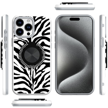 For Apple iPhone 12 /12 Pro Pattern Design Hybrid with Invisible Ring Stand & Magnetic Back, Shockproof Protective Grip Case Cover