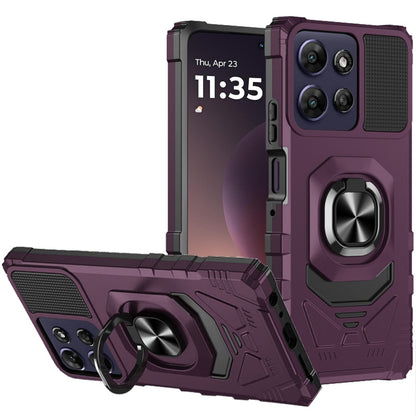 Phone Case for Moto G Power 5G (2026/2025) Rugged Hybrid Dual Layer Magnetic Ring Stand Armor Shock Absorbing Heavy Duty TPU Reinforced Bumper Cover Purple