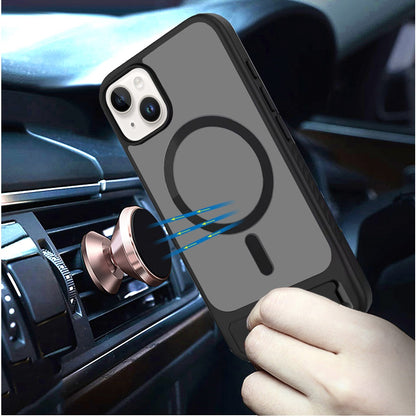 For Apple iPhone 17E /16E Matte Magnetic Circle Back TPU Hybrid Drop Protection with Metal Kickstand Shockproof Design Case Cover