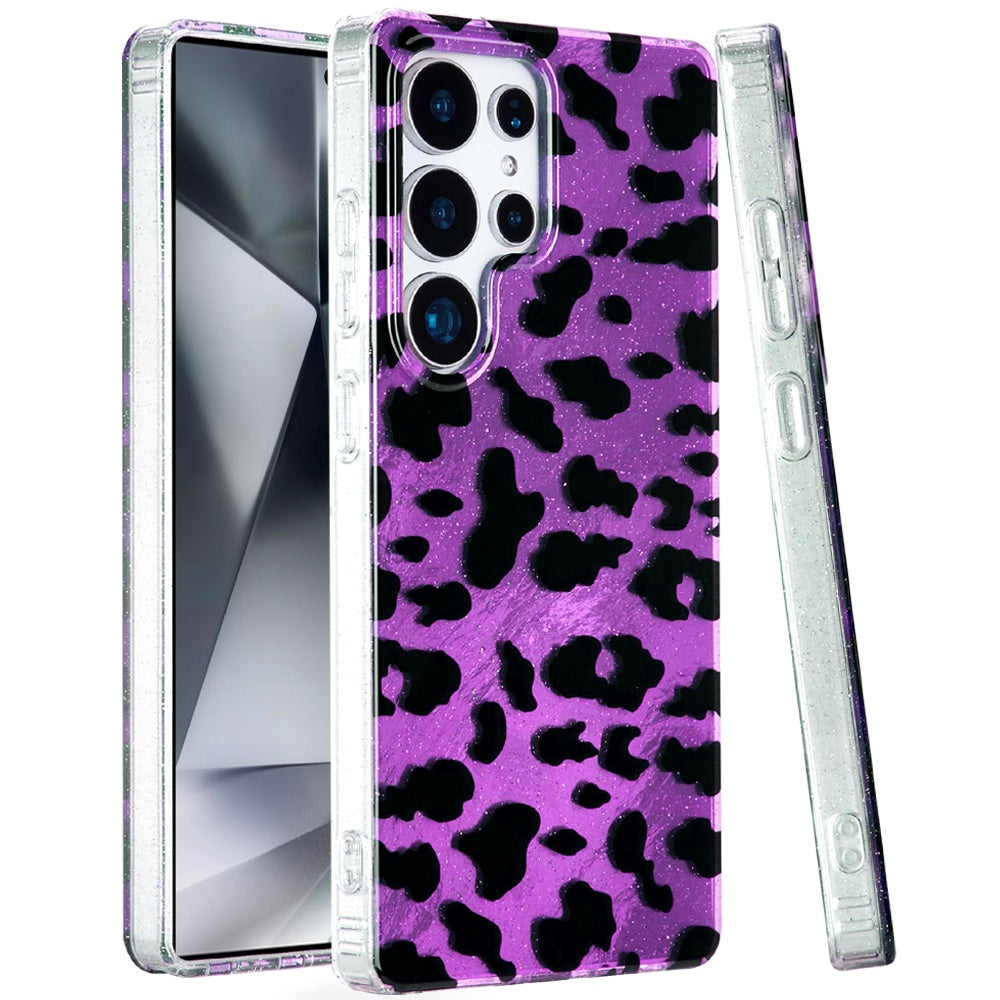 For Apple iPhone 15 Pro Max Glitter Leopard, Fashion Design Animal Skin Print Slim IMD TPU Dual Layer Shockproof Protective Case Cover
