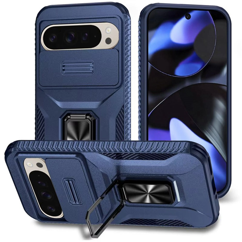 For Google Pixel 10 /Pixel 10 Pro Case, Camera Cover with Magnetic Rotation Ring Stand, Military Grade Hybrid Hard TPU Shockproof Case Cover