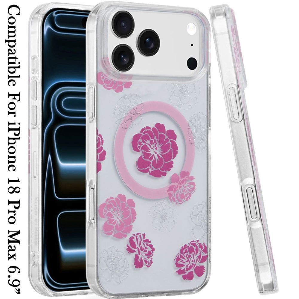 Phone Case for Apple iPhone 18 Pro Max/ iPhone 17 Pro Max Stylish Design Shockproof Magnetic Magsafe Compatible TPU IMD Print Rugged Grip Drop Protection Slim Fashion Cover