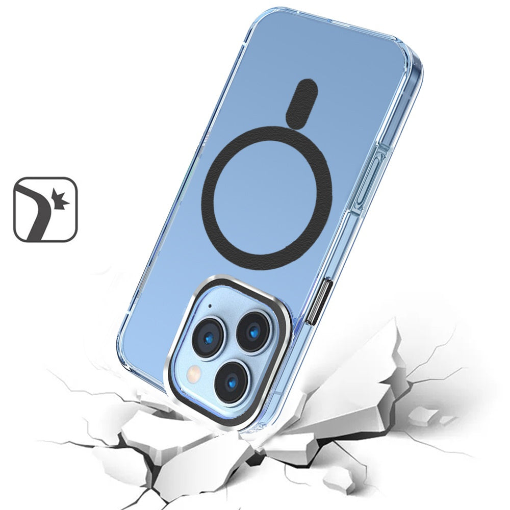 For Apple iPhone 16 Pro (6.3") Clear Transparent Matching Circle Design Hybrid TPU Hard Shockproof [Support Magsafe Charger] Case Cover