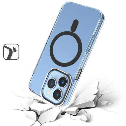 For Apple iPhone 16 Pro (6.3") Clear Transparent Matching Circle Design Hybrid TPU Hard Shockproof [Support Magsafe Charger] Case Cover