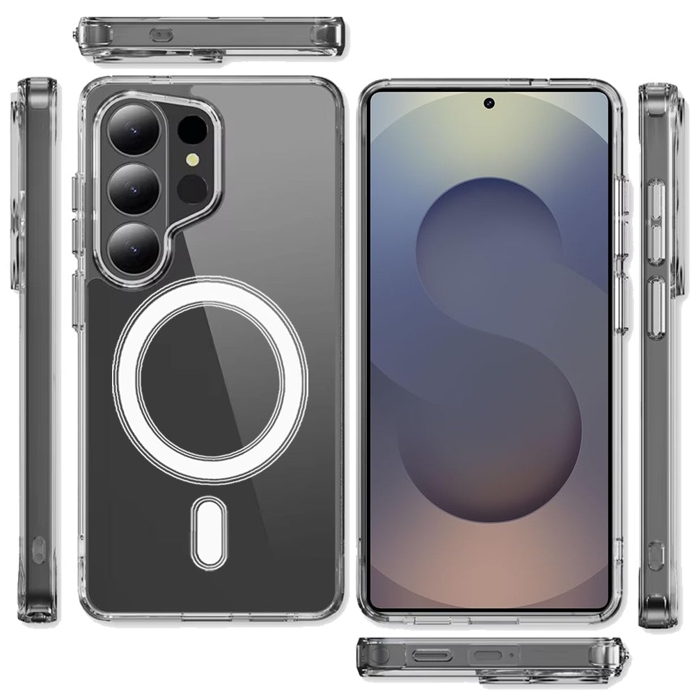 For Samsung Galaxy S26 Ultra Clear Magnetic Case with Built-in Magnets Compatible with MagSafe Slim Soft TPU Bumper Case Cover Transparent