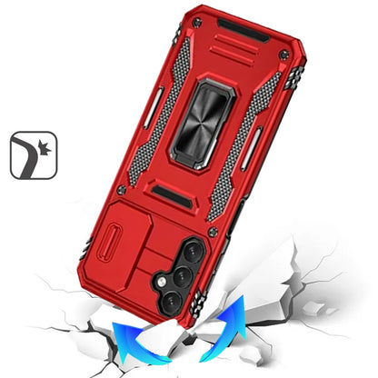For Samsung Galaxy S25 Fan Edition /Galaxy S25 FE Tough Hybrid Case with Movable Camera Window & Metal Ring Stand Shockproof Case Cover