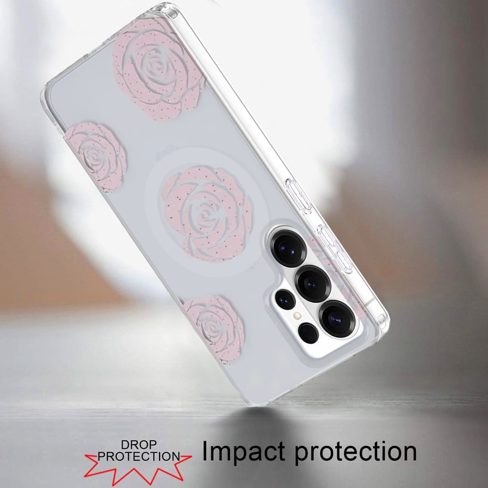 Phone Case for Samsung Galaxy S26 Ultra Shockproof Dual Layer TPU IMD Print Rugged Anti-Slip Grip Drop Protection Scratch Resistant Slim Fit Glossy Floral Heart Aesthetic Cover