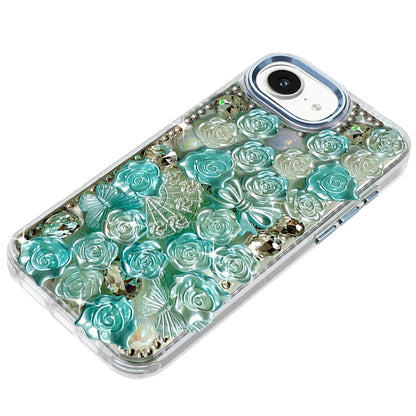 For Apple iPhone 17E /16E Muti-Color Floral Fashion Bling Crystal 3D Full Diamonds Stones Sparkle Rhinestone Glitter Hybrid Case Cover