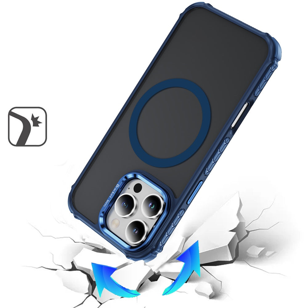 For Apple iPhone 13 Pro Max Hybrid Metal Camera Stand Ring Sturdy, Compatible with MagSafe, Matte Hard TPU Colorful Edge Case Cover