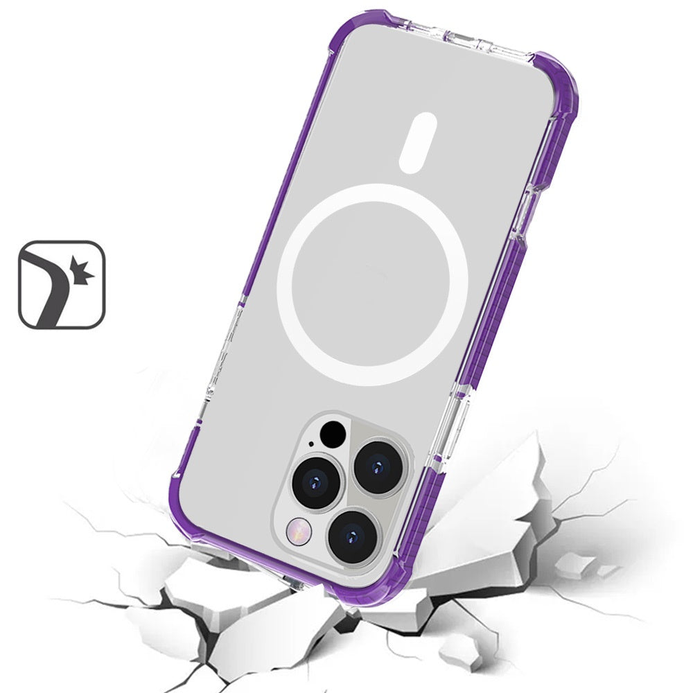 For Apple iPhone 16 Pro Max (6.9") Hybrid Acrylic Transparent Hard PC + TPU Color Frame Bumper Compatible with MagSafe Case Cover