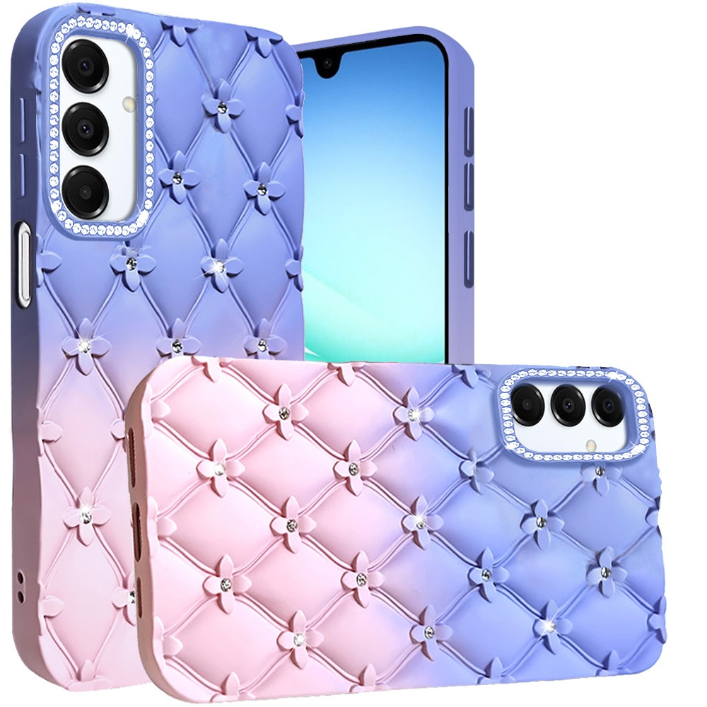 Phone Case for Samsung Galaxy A17 5G Floral Glitter Shimmer Bling Hybrid Shockproof Anti Slip Thick TPU Protective Stylish Design Cover