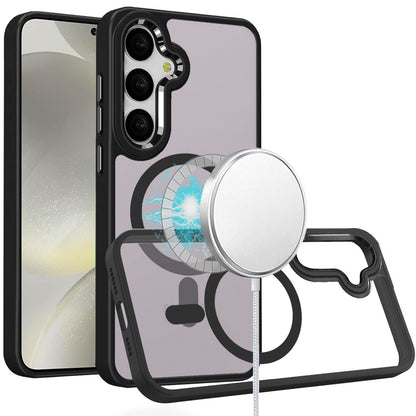 For Samsung Galaxy S24+ Plus Clear Acrylic Hybrid Metal Button Shock Protection Durable Grip Thick Transparent Design for Plus Series Case Cover