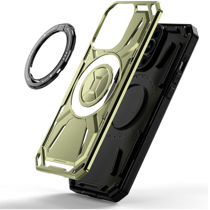 For Apple iPhone 15 Pro Max Hybrid Magnetic Ring and 360° Rotational Kickstand with MagSafe Compatible, Military Grade Drop Protection Case Cover Midnight Green