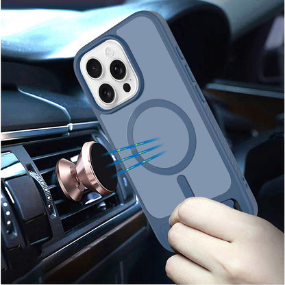 Phone Case for Apple iPhone 16 Pro Max Matte Magnetic Metal Kickstand Shockproof Grip Anti Slip Durable Protective Heavy Duty Hybrid Cover Royal blue
