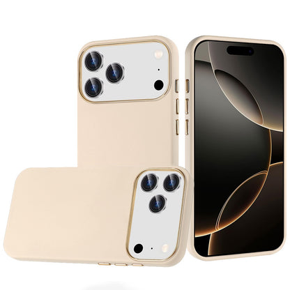 For Apple iPhone 17 Pro Max (6.9") Slim Classic Hybrid Around Rubber Gummy Gel Slick Hard PC Silicone TPU Chromed Button Case Cover White