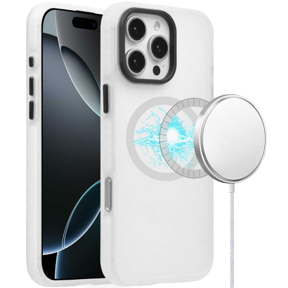 For Apple iPhone 16 Pro (6.3") Matte Skin Hybrid TPU with Magnetic Circle MagSafe Compatible, Military Grade Shockproof Slim Fit Case Cover