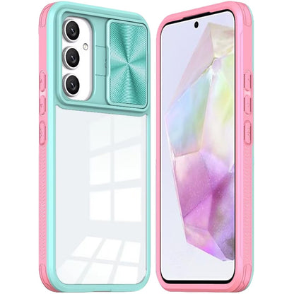 Phone Case for Samsung Galaxy A56 / A36 Clear Transparent Back with Sliding Camera Hybrid Shockproof Slim Protective Durable Colorful Frame Cover