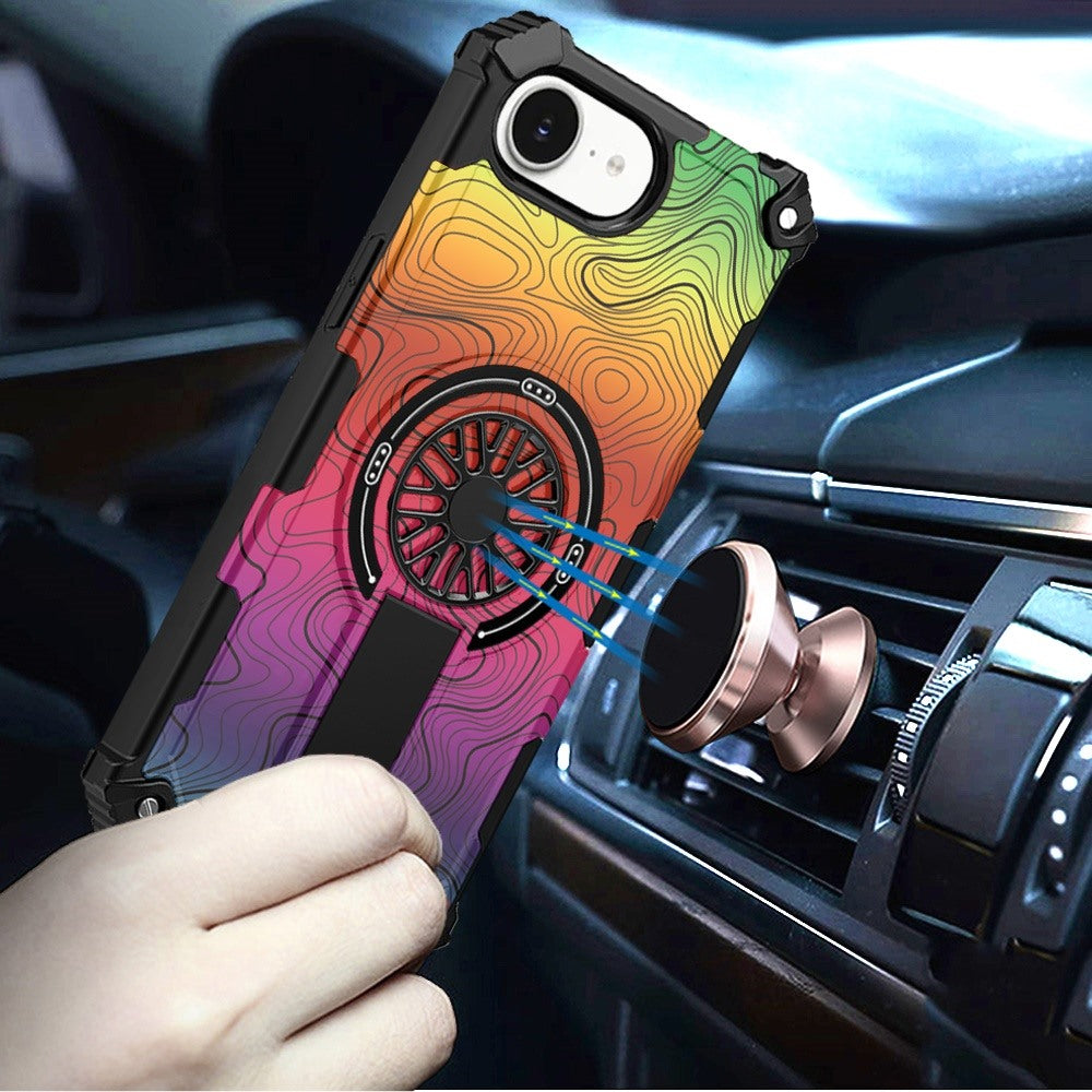 Phone Case for Apple iPhone 17E / iPhone 16E / iPhone SE4 Stylish Design Magnetic Car Mount Friendly Hybrid Rugged Grip Shockproof Kickstand Textured Armor Durable Cover Multicolor
