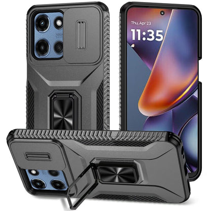 For Samsung Galaxy S25 EDGE Case, Camera Cover with Magnetic Rotation Ring Stand, Military Grade Hybrid Hard TPU Shockproof Case Cover Gray