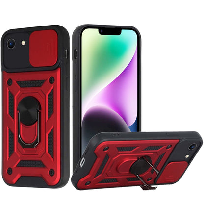 For Apple iPhone SE 4 Hybrid Cases with Slide Camera Lens Cover and Ring Kickstand Rugged Dual Layer TPU Heavy Duty Case Cover