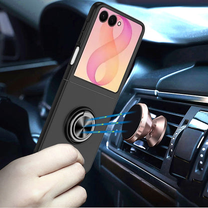 Phone Case for Samsung Galaxy Z Flip 8 Invisible Ring Stand Shockproof Anti Slip Durable Grip Protective Hybrid Slim Fit Magnetic Car Mount Holder Cover