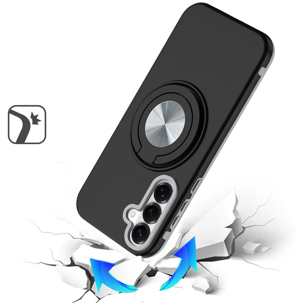 Phone Case for Samsung Galaxy S26 FE /Fan Edition Shockproof Magnetic Ring Stand Rotating CarMount Hybrid Metal Matte Finish AntiSlip Grip Kickstand Cover