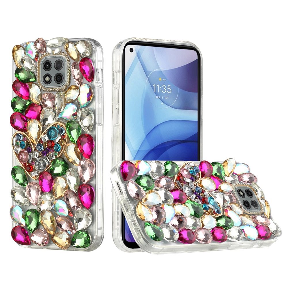 For Samsung Galaxy Z Flip 7 FE Bling Crystal 3D Full Diamonds Luxury Sparkle Rhinestone Hybrid Protective Case Cover Colorful Heart