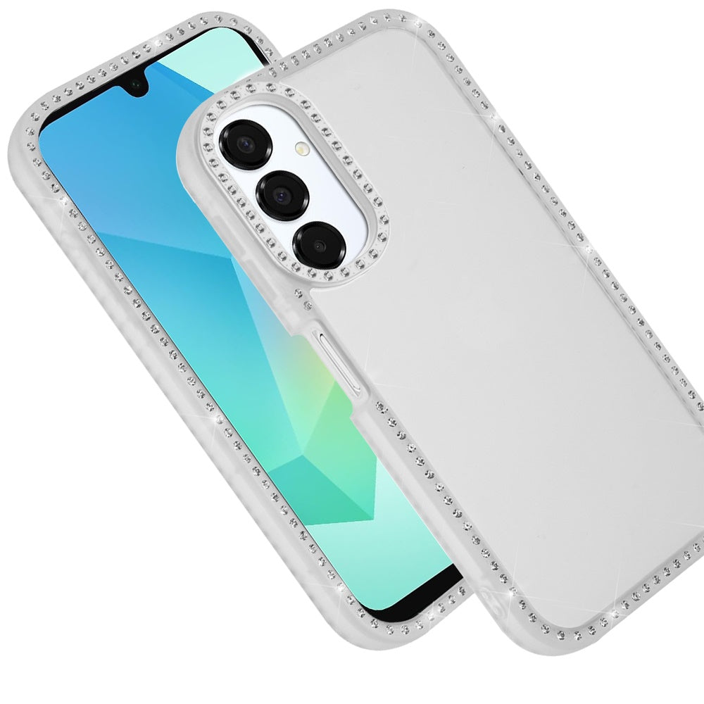 For Samsung Galaxy A16 5G Diamond Full Rhinestone Clear Hybrid Protective, Sparkly Bling Transparent Shockproof Bumper All Around Case Cover