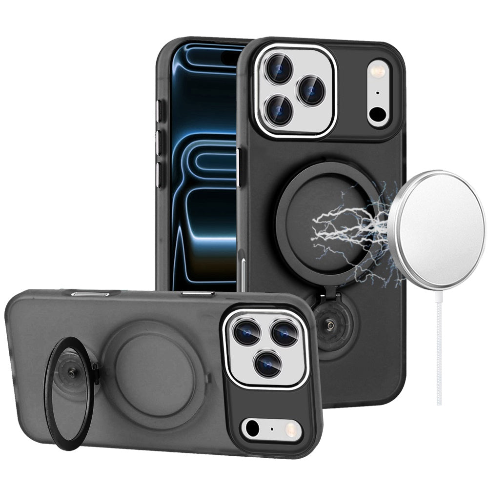 Phone Case for Apple iPhone 18 Pro Magnetic Hoop 360 Ring Stand Hybrid Shockproof Hard PC TPU Rubber Bumper with MagSafe Compatible Cover