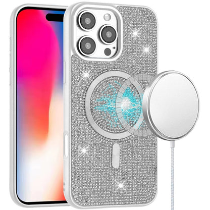 Magnetic Bling Diamond Sparkle Hybrid Shockproof Rugged Grip Durable Protection Anti-Slip Armor Design