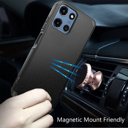 For Motorola Moto G 5G 2025 Tough Hybrid Dual Layer Hard PC TPU Rubber Bumper, Shock Absorption, Screen Protector Included Case Cover
