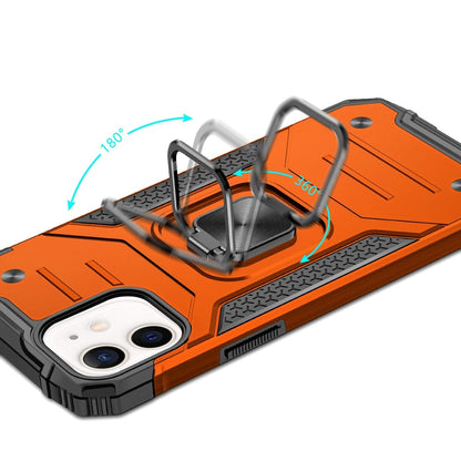 For iPhone 12 / iPhone 12 Pro (6.1") Armor Hybrid Magnetic Stand with Ring Holder Kickstand Shockproof Heavy-Duty Durable Rugged TPU Dual Layer Case Cover Cosmic Orange
