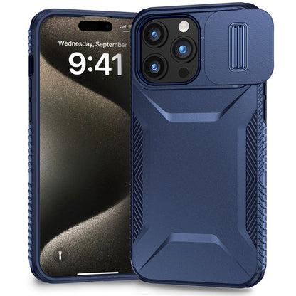 Phone Case for Apple iPhone 15 Pro Max Shockproof Hybrid Rugged Grip Camera Window Guard Window Protective Heavy Duty Slim Textured Design Cover Blue
