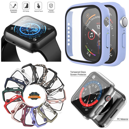 For Apple Watch Size 45mm Slim Hard PC Bumper, Clear Touch Full Coverage with Built in Tempered Glass Screen Protector Case Cover