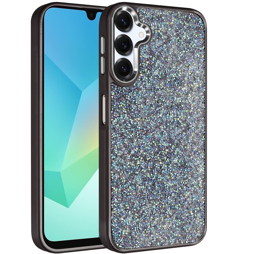 For Samsung Galaxy A16 5G Crystal Sparkle Diamond Glass Full Mini Glitter Bling Frame TPU Hybrid Protective Case Cover