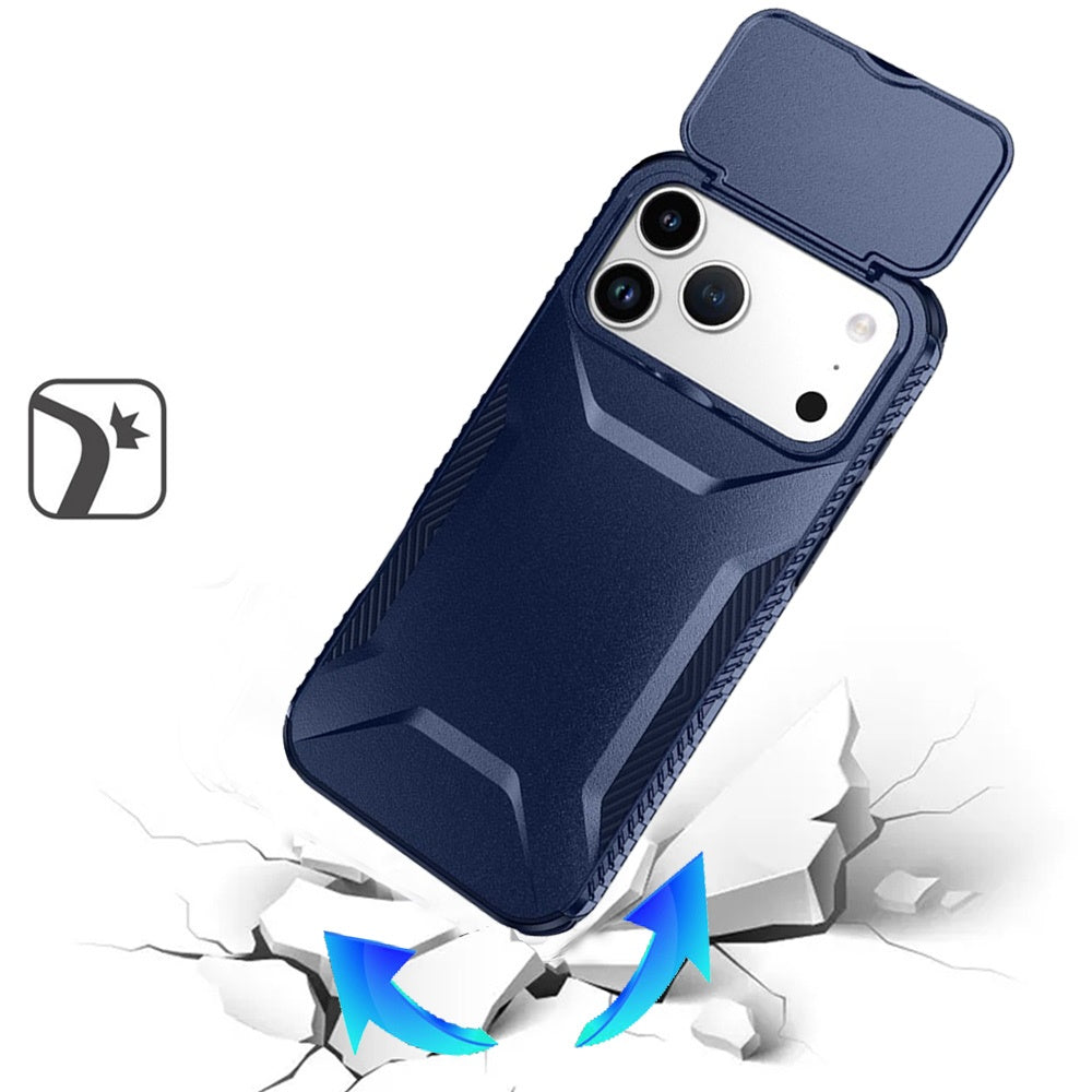 For Apple iPhone 17 Pro Max (6.9") Slim Fit Shockproof Hybrid with Slide Camera Window Covering, Rugged Tpu Silicone Hard PC Bumper Case Cover