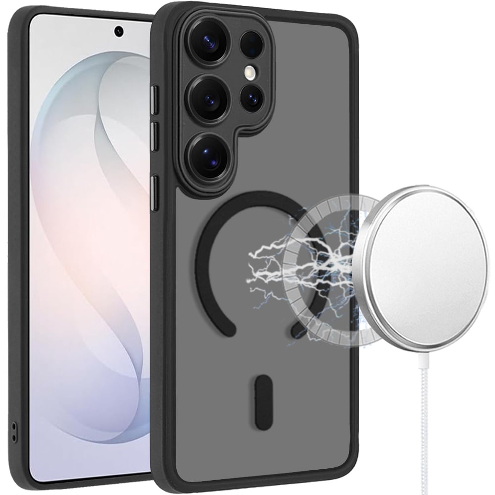 Phone Case for Samsung Galaxy S26 Ultra Matte Frosted Magnetic Back Hybrid Hard PC Soft TPU Camera Protection Slim Shock Absorbing Anti Fingerprint Cover
