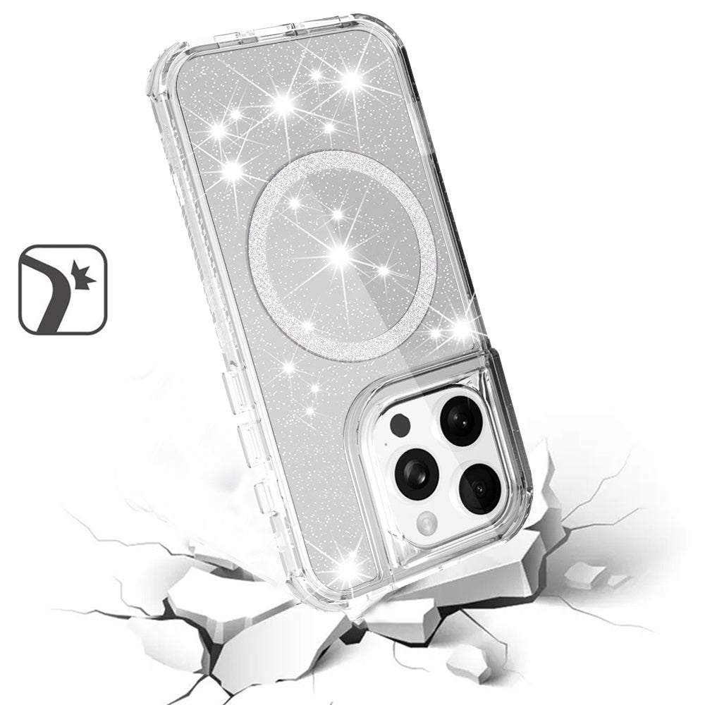 For Samsung Galaxy S25+ /S25 Plus /S24+ Plus Magnetic Circle Compatible with Magsafe, Bling Glitter Sparkle 3-in-1 Hybrid Shockproof TPU Bumper Case Cover
