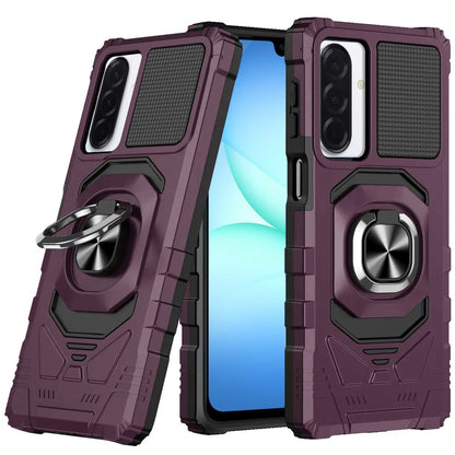 Phone Case for Galaxy A17 5G Rugged Hybrid Dual Layer Magnetic Ring Stand Armor Shock Absorbing Heavy Duty TPU Reinforced Bumper Cover Purple