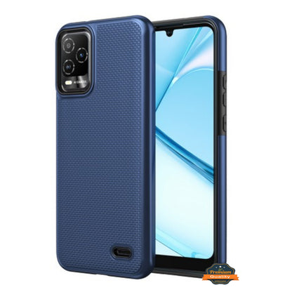 For AT&T Verge 2 Dual Layer Slim & Tough Hybrid Shockproof Heavy Duty Rubber TPU Matte with Textured Rugged Shell Protection Case Cover