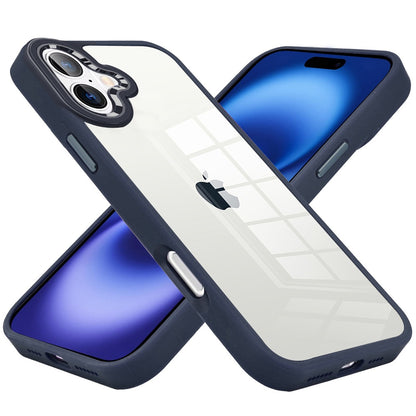 For Apple iPhone 17 (6.3") Slim Fit Hybrid Transparent Thick Acrylic with Metal Buttons Frame Protective Hard PC + TPU Shockproof Case Cover