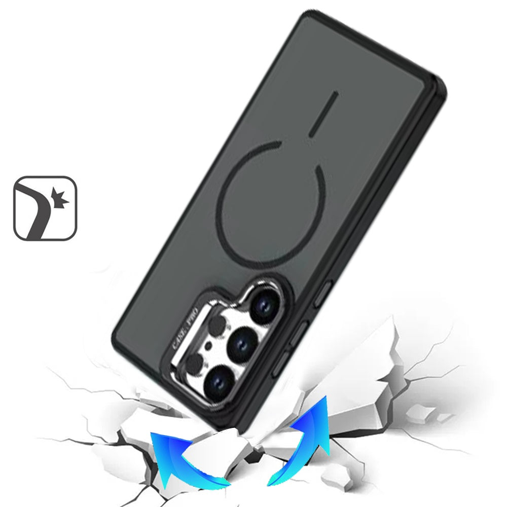 Phone Case for Samsung Galaxy S25 Ultra Magnetic Shockproof Hybrid Camera Stand Guard Anti Slip Rubber Durable Protective Matte Design Cover