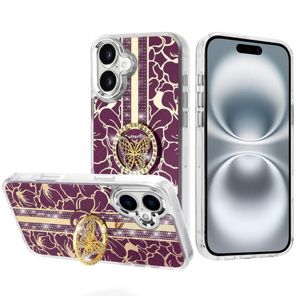 Floral Butterfly Ring Stand Glitter Bling Shockproof Hybrid Luxury Fashion Protective Anti Slip Durable Grip