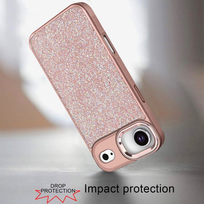 For Apple iPhone 17 Air (6.6") Crystal Sparkle Diamond Glass Full Mini Glitter Bling Frame TPU Hybrid Protective Case Cover