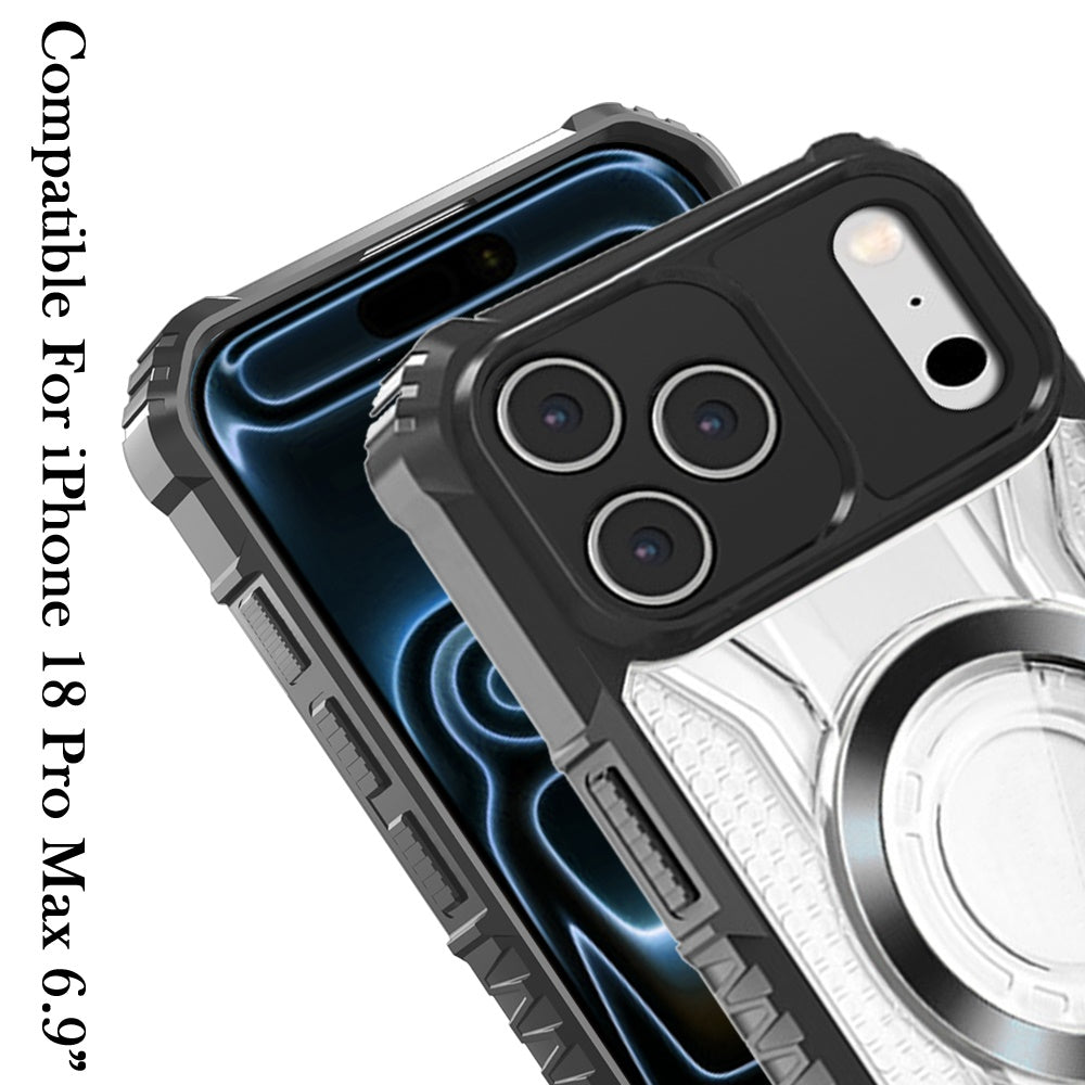 Phone Case for Apple iPhone 18 Pro Max Clear Rugged Hybrid TPU Magnetic Back Reinforced Frame Bumper Shock Absorbing Slim Fit Cover