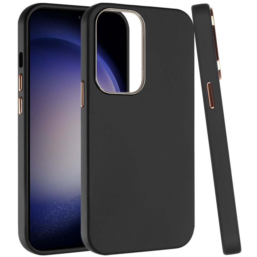 For Apple iPhone 17E /16E Slim Classic Hybrid Around Rubber Gummy Gel Slick Hard PC Silicone TPU Chromed Button Case Cover